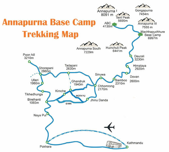 Annapurna Base Camp Treks Map