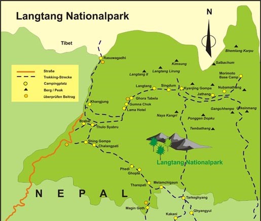 Langtang Nationa park Map