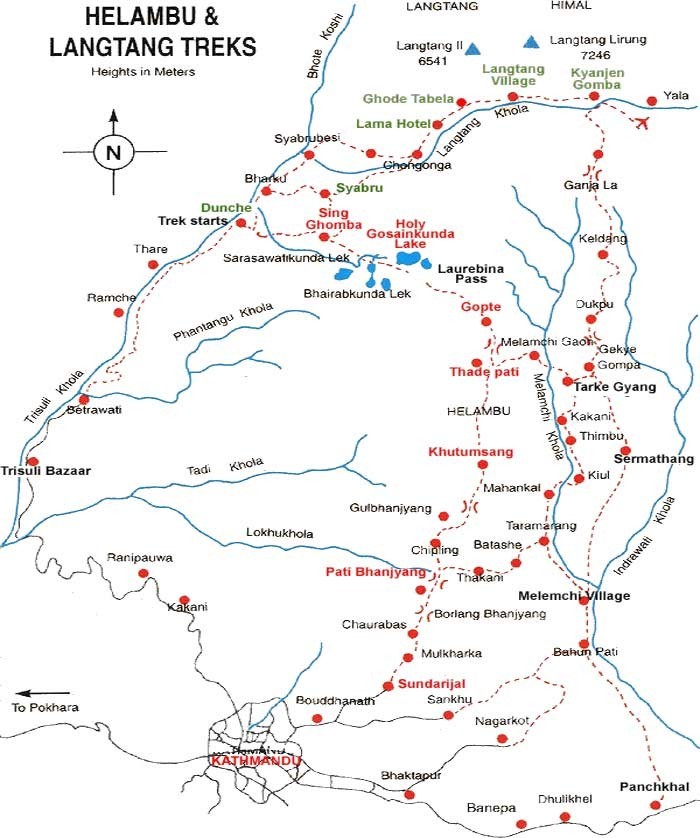 Langtang Trekking Route Map 