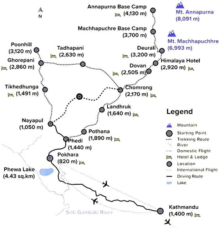 Annapurna Base Camp Trekking Map