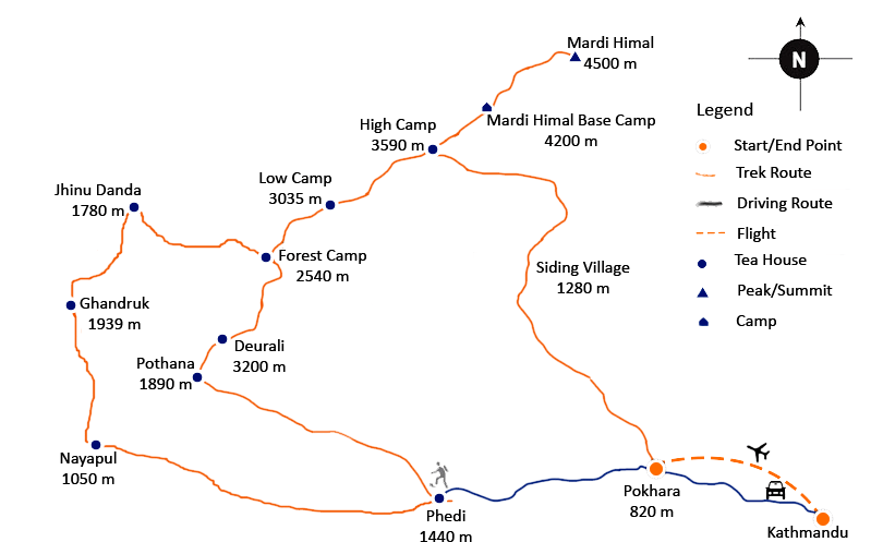 Mardi Himal Trekking Map