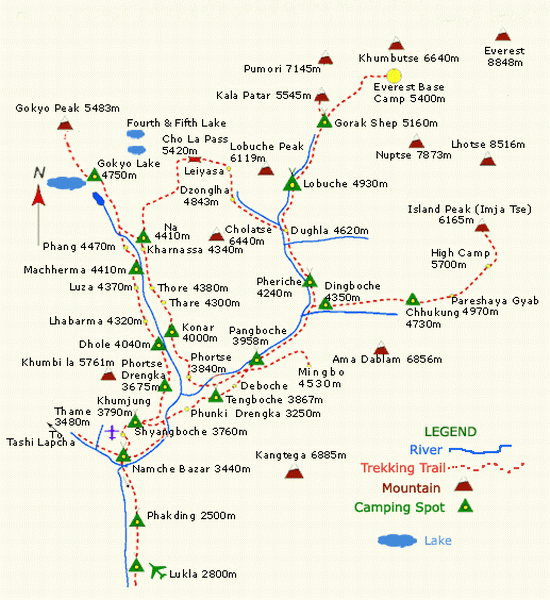 Gokyo Trekking Map 