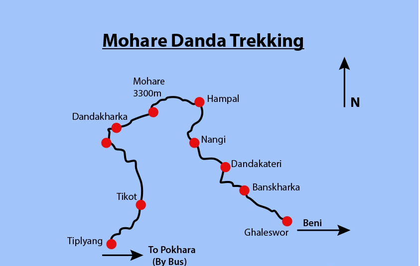 Mohare Danda Trekking Map 