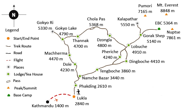 Cho La Pass Trekking Map 