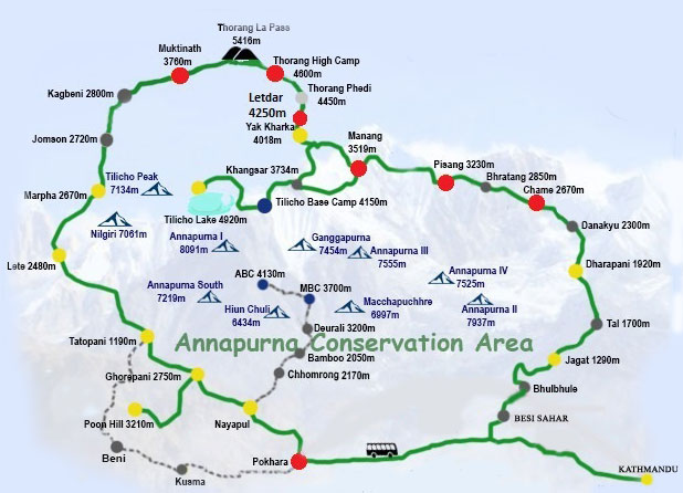 Annapurna Round Trekking Map