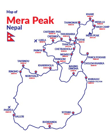 Mera Peak Climbing Map| Mera Peak Route Map